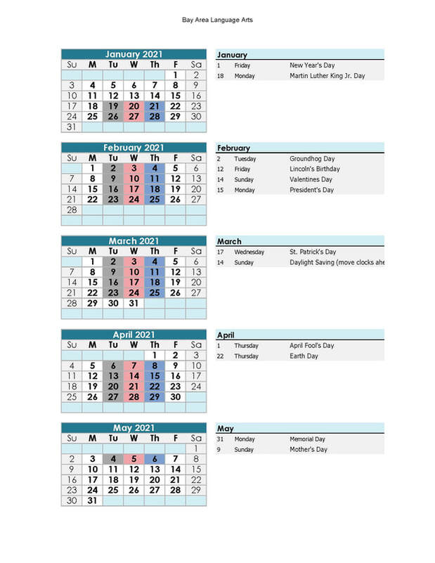 Schedule Bay Area Language Arts